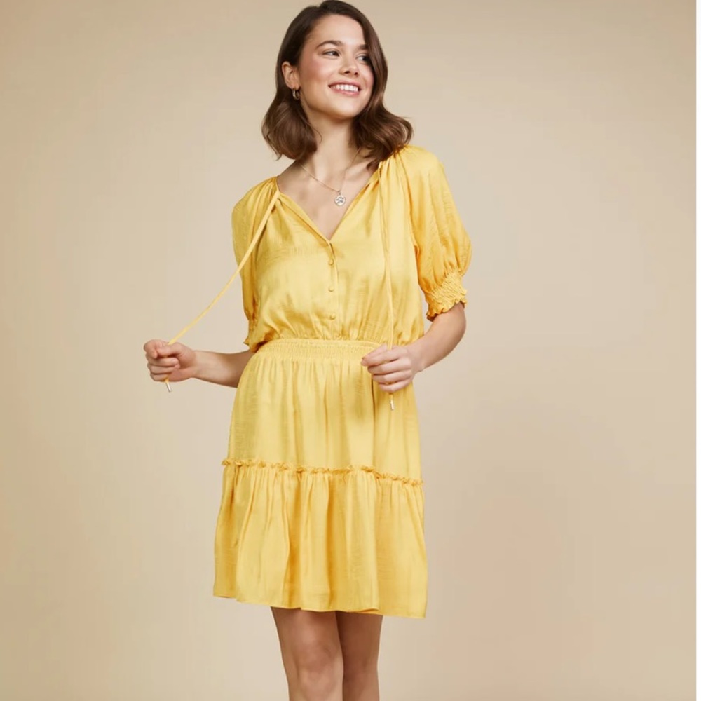 Anthropologie/Skies Are Blue Jacquard Tiered Short Dress- Size S
